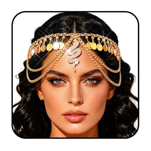 ACEDRE Egyptian Headpiece Gold Snake Head Chain for Women by ACEDRE - Used condition - US$8.92