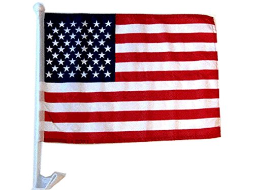 12x16 USA American U.S.A. Car Window Clip on Vehicle 17inch Pole Flag