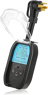 MKSENSE 50 Amp RV Surge Protector with Weatherproof Cover，Portable RV Smart Surge Protector Monitor Circuit Analyzer, 4200J Surge Power Voltage Protection for RV, Camper, Trailer