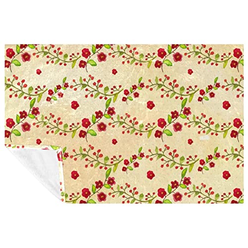 Couverture chaude imprimé floral rouge plaid de lit 150x100