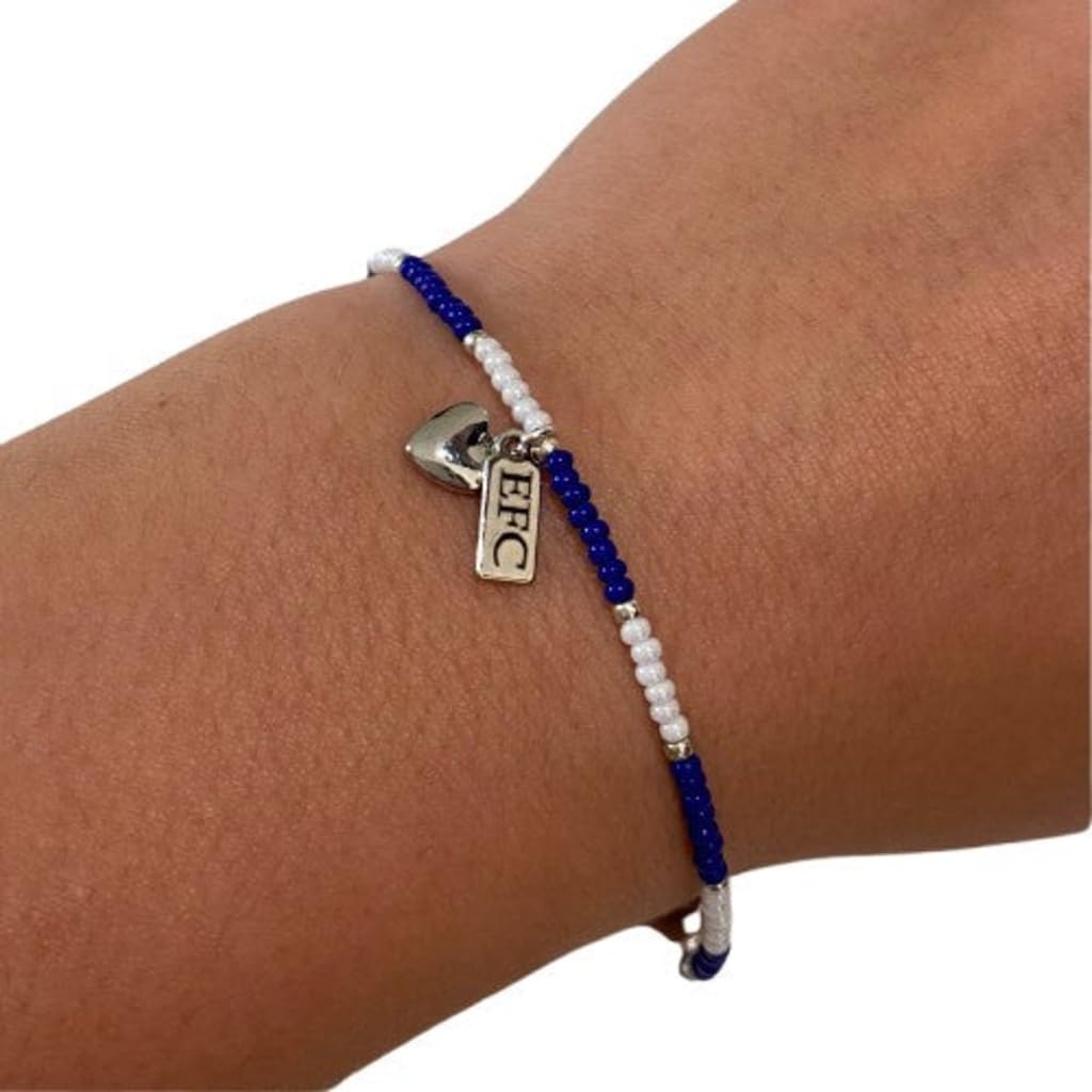 Beadlet Everton Football Club Fan Beaded Bracelet With Tag & Heart Charm