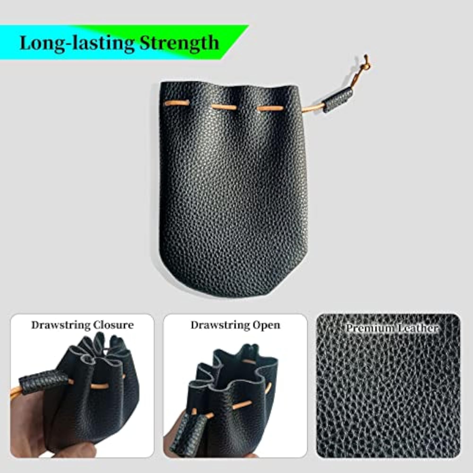 Faux Leather Drawstring Pouch, Premium Coin Pouch