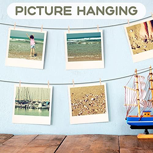 200 Pieces Mini Wooden Pegs Mini Pegs Tiny Pegs Small Picture Photo Pegs Decorative Craft Wooden Clips for Home, Arts, Crafts Decoration, Photo Display and Picture Hanging (Wood Color, 200 Pieces)