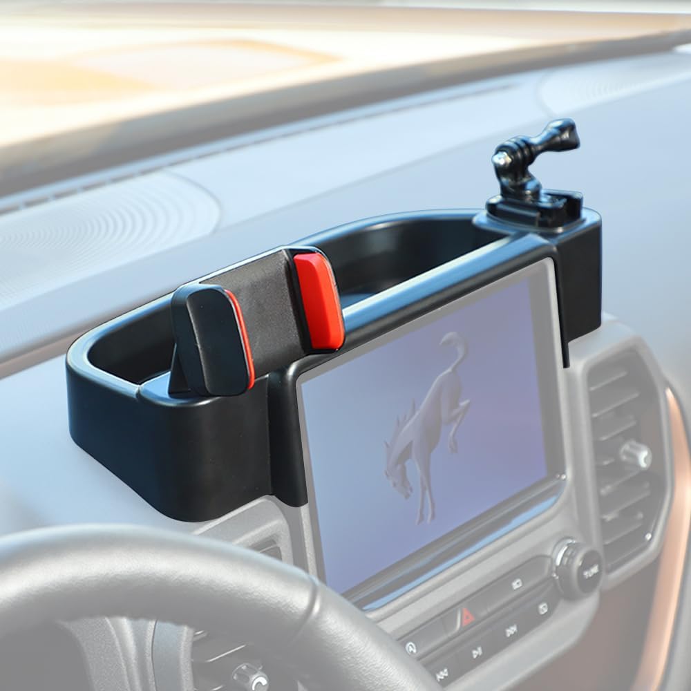 Dash Phone Mount Camera Holder Center Console Dash Storage Tray Dashboard Organizer Box Container for Ford Bronco Sport 2021 2022 2023 2024 Interior Accessories