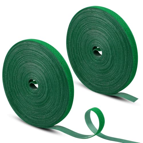 Oligei 100 ft x 1/2 in Plant Ties, 2 Roll Green Garden Ties, Reusable and Adjustable Plants Tape for Supporting and Securing Plants or Fruit, Indoor & Outdoor Use