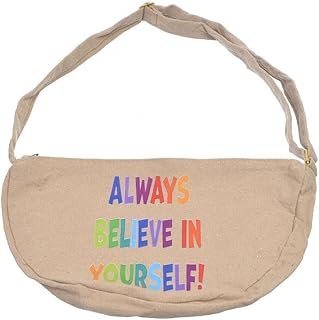 شنطة خصر مطبوعة بعبارات كوميدية بسوستة للنساء من او اكس، لون بيج، موديل W-77