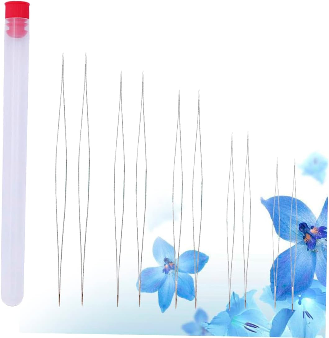 Lurrose 20 Pcs Long Needles for Crafts Beading Needles with Threader 5 Sizes Set (2 Each) Perfect for Sewing Jewelry