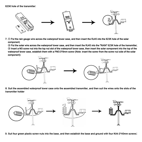 Wifi Weather Station With App, Wireless Weather Station Solar Powered For Indoor And Outdoor With Temperature, Humidity, Wind Speed/Direction, Rain Gauge, Air Pressure, Alarm, Alerts #TOP6