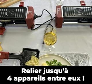 LTTLE BALANCE 8950 Happy Connect 2-4 Meuuuh…!, Raclette 1 ou 2 personnes, Assemblage en série de 4 appareils possibles, Sans PFAS, Antiadhésif, 320 W, Piment