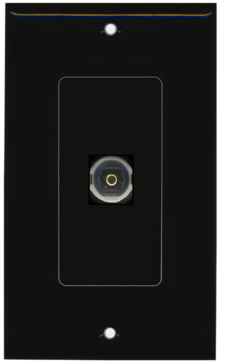 RiteAV - 1 Toslink Digital Audio Port Wall Plate Decorative - Black - Bracket Included