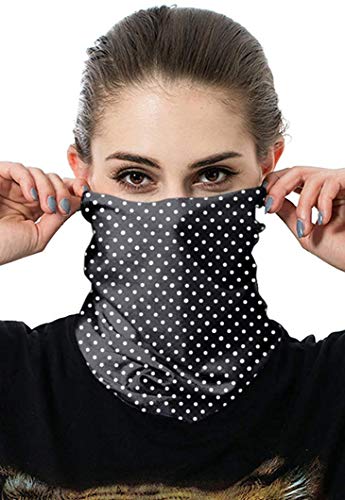 Multifunctional Headwear Neck Gaiter Face Cover Magic Scarf Breathable Gator Mask Cooling Seamless Bandana For Motorcycle, Fishing, Head Wrap, Balaclava, Multi Use For Men (Black Polka Dot Face Mask) #TOP1