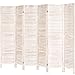 Rose Home Fashion RHF 6 Panel 5.6 Ft Tall Wood Room Divider, Wood Folding Room Divider Screens, Panel Divider&Room Dividers, Room Dividers and Folding Privacy Screens (6 Panel, Coconut)