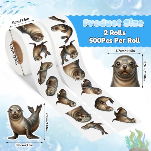 Image of Lion Waterproof Vinyl Self-Adhesive Sticker for Laptop DIY Craft | Waterproof Durable Vinyl Sea Lion Sticker Easy Peel & Stick Clear Printing Ocean Theme for Journals Diaries Gifts Kids Crafts