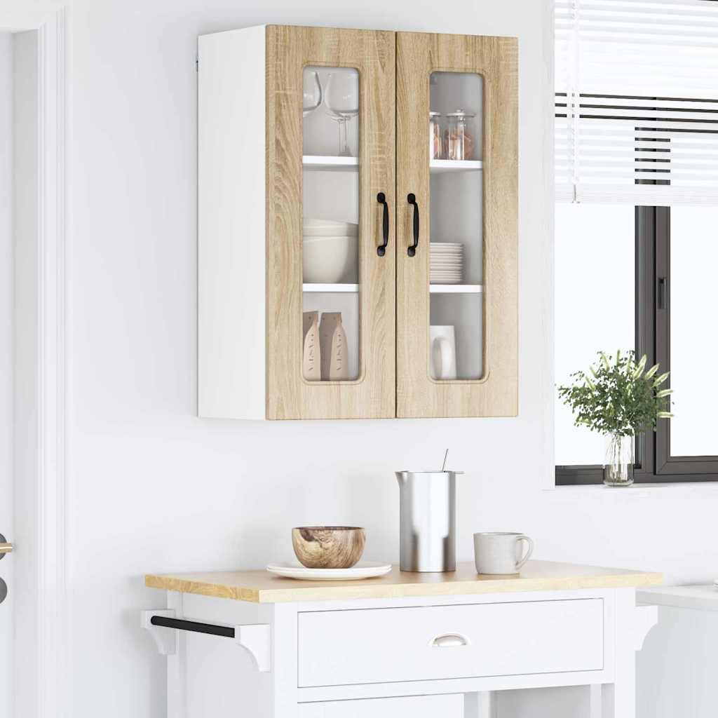 Küchenwandschrank Sonoma-Eiche 60x31x80 cm aus Holzwerkstoff mit 3 Regalen Modernes Design & Robustheit Langlebigkeit wandmontierbar für Küche Wohnküche Gastro