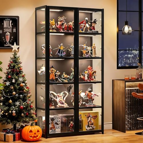 Vitrina de 5 pisos de pie, armarios Curio,...