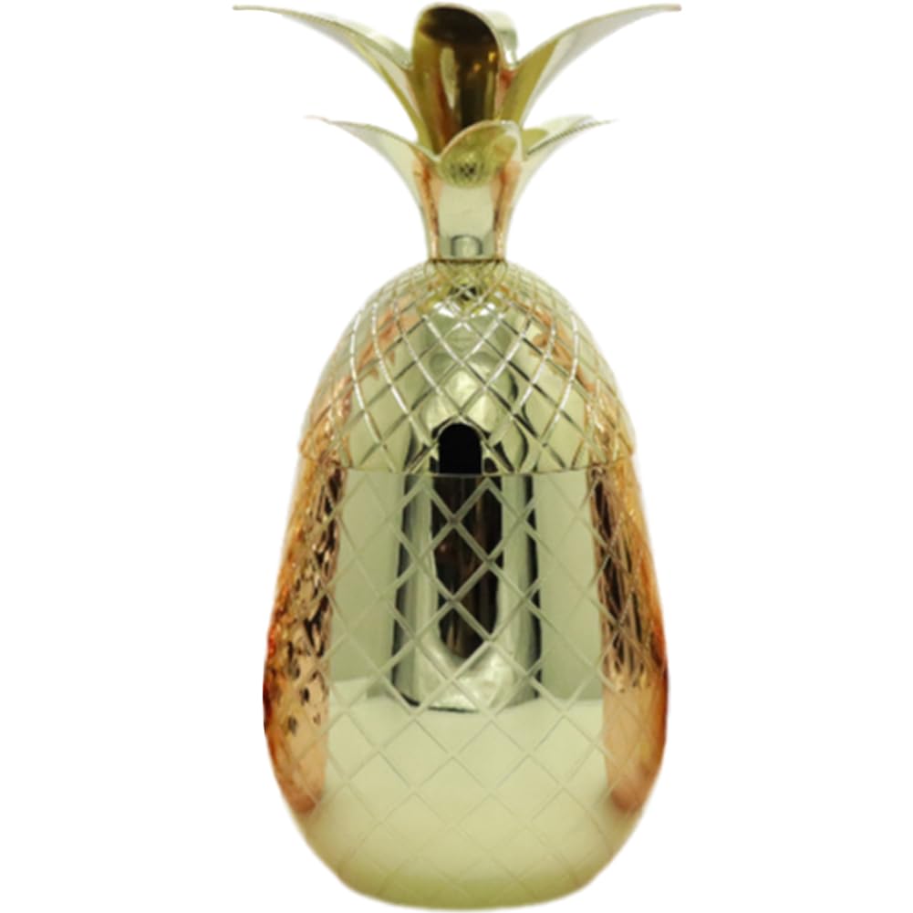 Tasse à cocktail ananas isotherme en acier inoxydable avec paille et couvercle