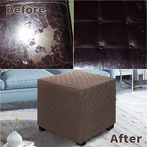 Dujuike Ottoman Cover Square Ottoman Slipcover Storage Ottoman Protector Cover For Footrest Foot Stool Furniture Stretch Rhombus Jacquard (Coffee, Small) #TOP4