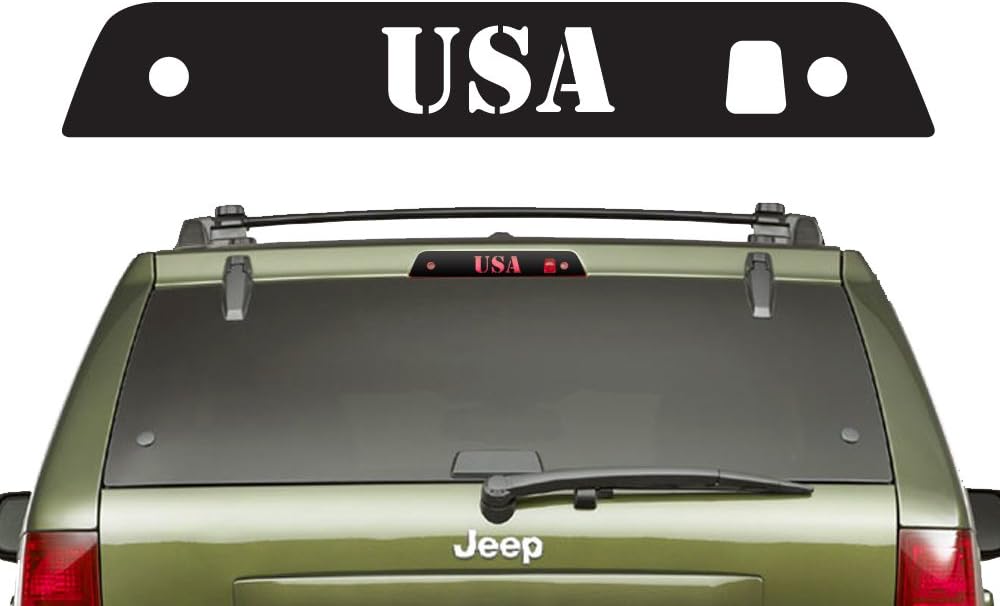 USA 3rd Brake Light Graphics Kit Created Using 3M Vinyl Decal Wrap Compatible with Jeep Grand Cherokee 2005-2010 - Matte Black