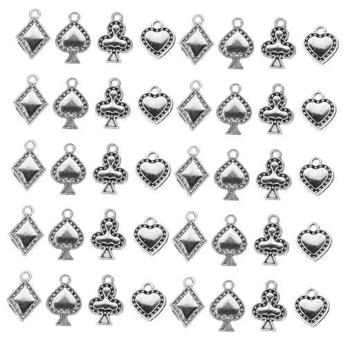 FRCOLOR 40Pcs Retro Playing Cards Charms for Jewelry Making Lightweight Dangle Earrings Unique Poker Design Pendants for Necklaces Bracelets and Craft Ornaments -  YN23409R11S6K