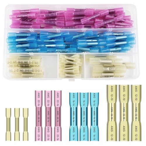 Legpador 100 Pieces Electrical Connectors, Electrical Connector Set, Waterproof Electrical Wire Junction Cable, Heat Shrinkable, Solder Kit, for Wire Joints – Yellow, Pink, Blue Legpador 100 Pieces Electrical Connectors, Electrical Connector Set, Waterproof Electrical Wire Junction Cable, Heat Shrinkable, Solder Kit, for Wire Joints – Yellow, Pink, Blue