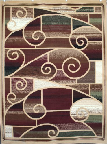 Generations Brand New Contemporary Modern Square and Circles Area Rug, 2' x 7', Brown/Beige