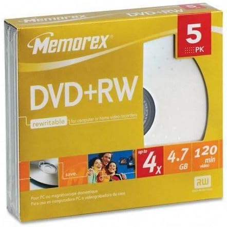 Memorex 5 X Dvd+Rw 4.7 Gb ( 120Min ) 4X Jewel Case "Product Category: Storage/Storage Media"