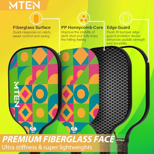 Image of MTEN Pickleball Paddles Set of 2 /4 /1, USAPA Approved Fiberglass Rackets