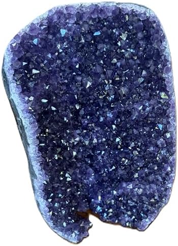 Natural Amethyst Cluster with Polished Edges - Real Raw Geode Healing Crystal Rock from Uruguay - Deep Purple Decor - FREE Velvet Pouch of Rose Quartz
