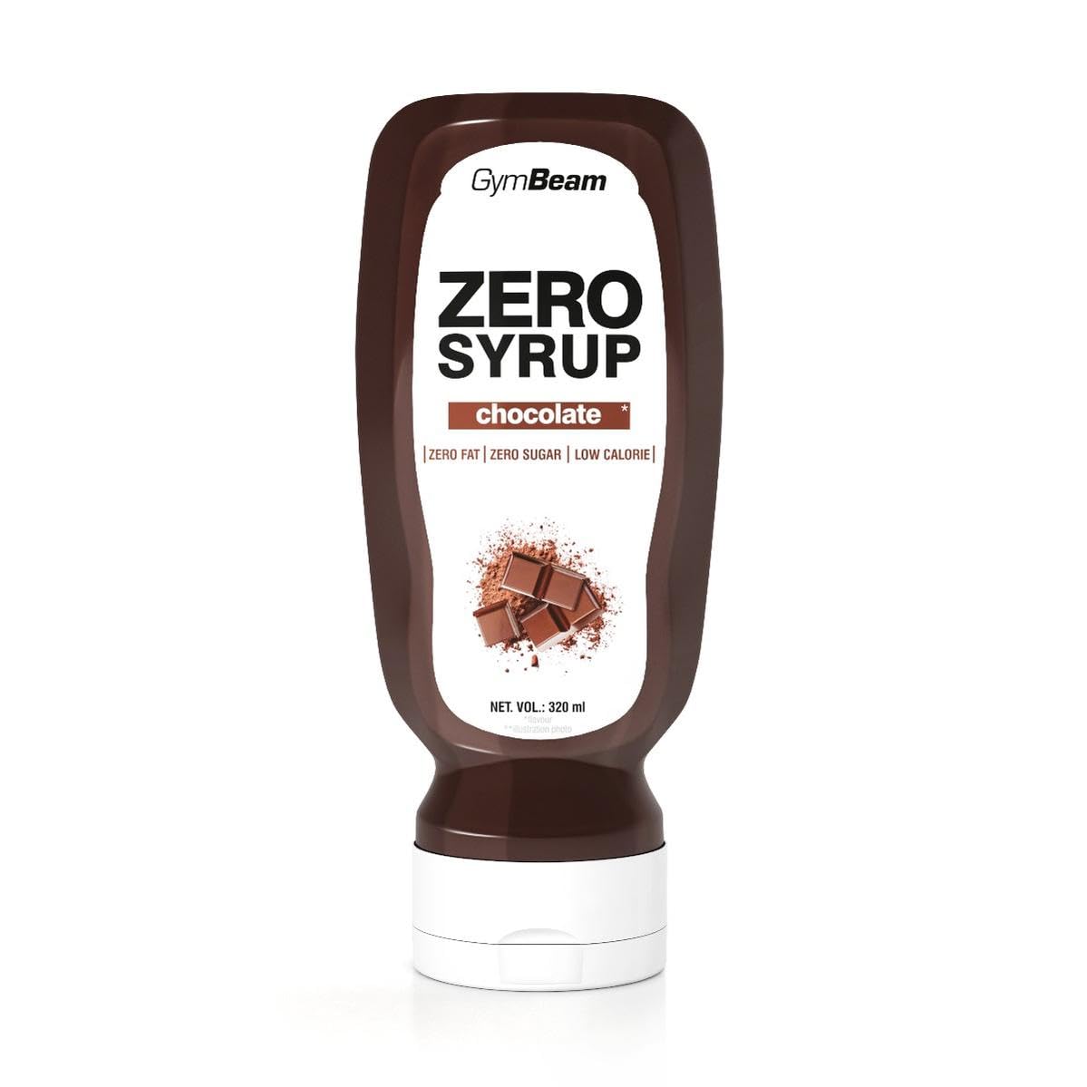 GymBeam Sciroppo ZERO 320 ml, Dolcificante Liquido con Zero Calorie, Sapore Delizioso, Consistenza Cremosa, Ottimo per Pancake, Crêpe, Waffle, Porridge (320 ml (Confezione da 1), Chocolate)
