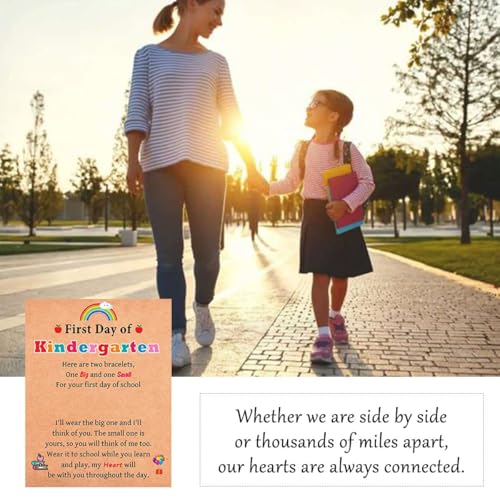 Image of Mommy and Me Matching Bracelets Set, First Day of School Kindergarten Preschool First Grade Gifts, Back to School Gifts for Daughter Girls