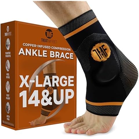 Treat My Feet Compression Ankle Brace with Silicone Ankle Support and Copper Cover