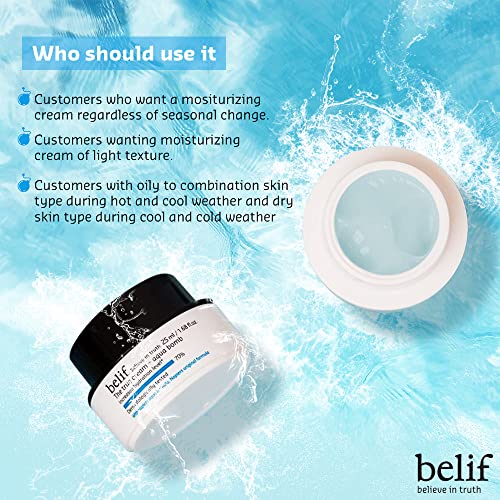 Image of belif believe in truth The True Cream Aqua Bomb, Hydrating Moisturizer For Face | Ultra-Lightweight, Gel-Cream | For Normal, Combination, And Oily Skin Types | Korean Skin Care Products | (25 Ml)