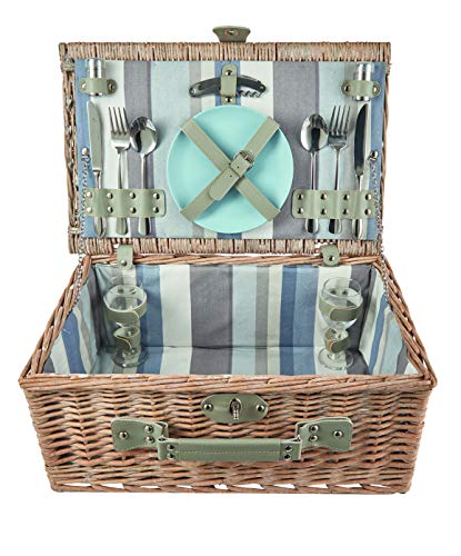 The Summer Living Edinburgh - Cesta de Picnic, diseño de Rayas, Color Azul y Beige