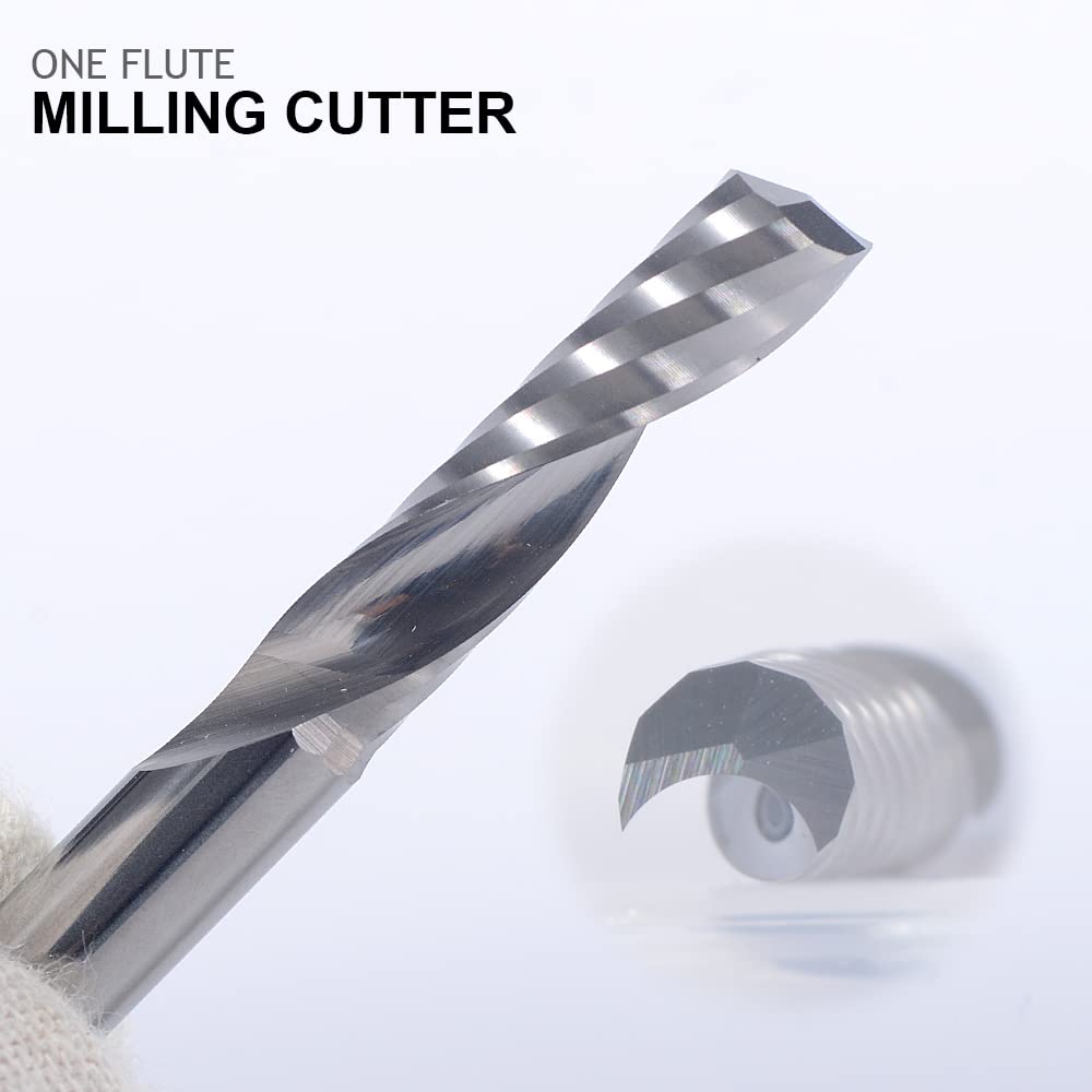 Gambo da 3.175mm, singolo flauto (O flauto) Tagliare a spirale Router Bit Fresa fine,2mm diametro di taglio, 12mm lunghezza di taglio, 38mm OVL per acrilico PVC MDF plastica