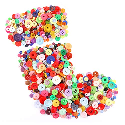 Swpeet 1000Pcs Christmas Assorted Craft Buttons, 2 And 4 Holes Red Round Craft Resin Sewing Buttons Suitable For Christmas Sewing Decorations, Art & Crafts Projects Diy Decoration - Mixed Color #TOP19