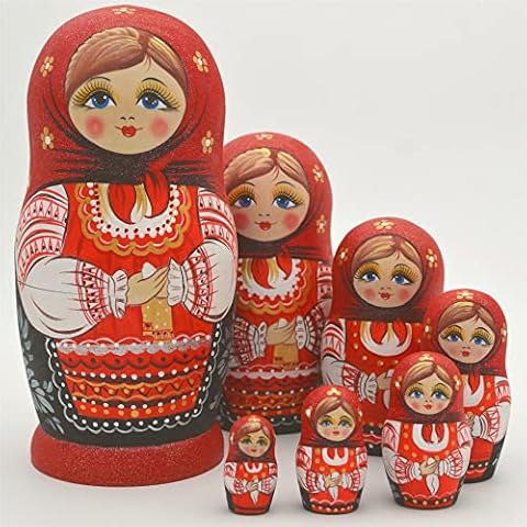 Muñecas Rusas Matrioska 7 piezas de YAKELUS de madera de tilo Cover