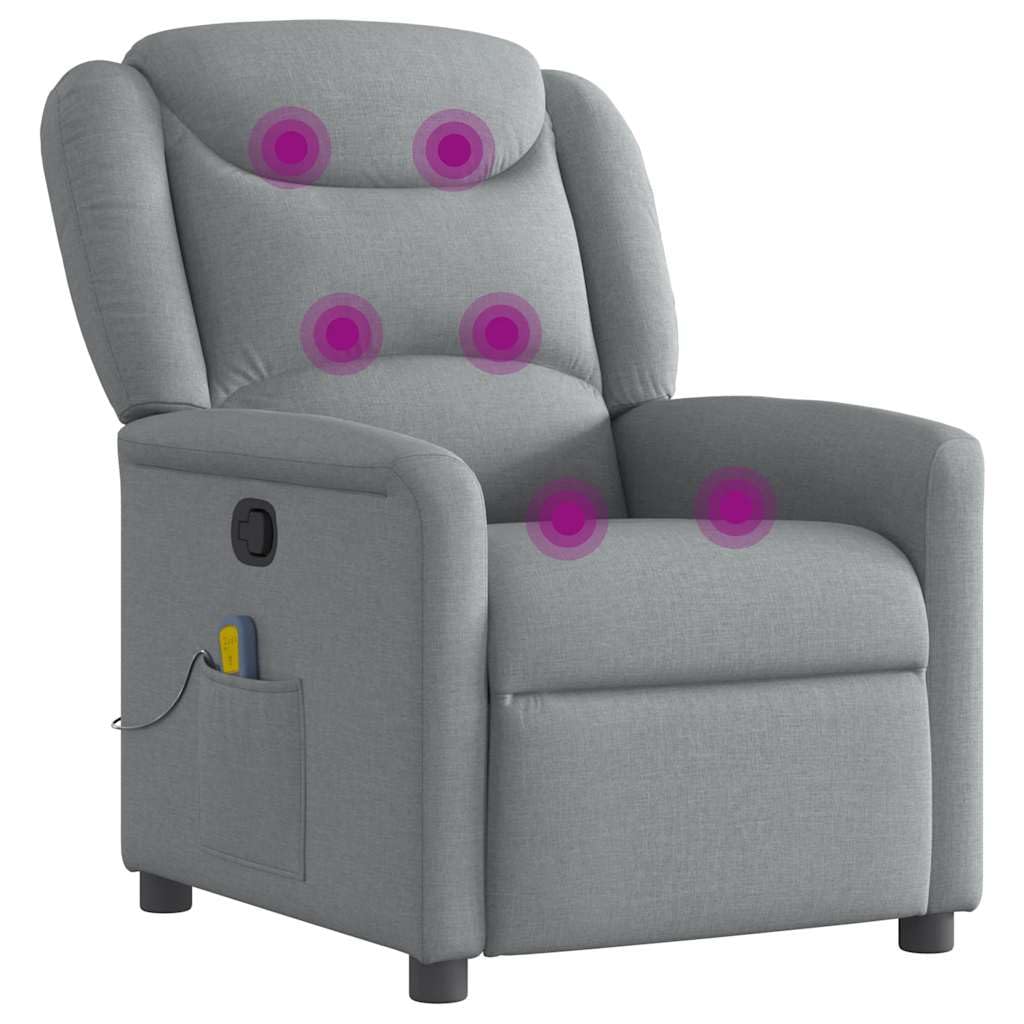 vidaXL Sillón reclinable de Masaje de Tela Gris Claro, sillón de Masaje reclinable, sillón, sillón reclinable, sillón de Masaje de Oficina