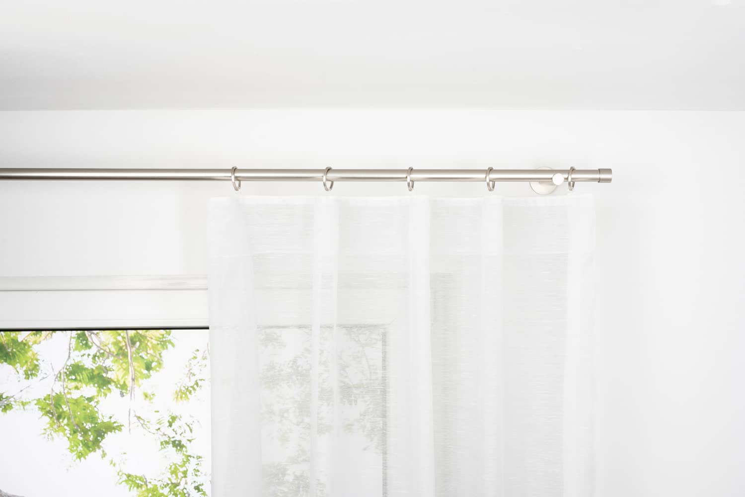 Schlaufenvorhang transparent einfarbig Soft 1er-Set Vorhang Gardine Schlaufenschal aus 100% Polyester inklusive Stangendurchzug und Kräuselband Weiß 135x245 cm