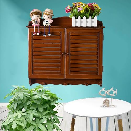 EXCLURA Tapa Cuadro Electrico Cubierta de Madera con Rejillas para Armario Eléctrico, Embellecedor Decorativo Ventilado para Ocultar la Caja de Fusibles(Brown,53.5x40CM-21x15.7')