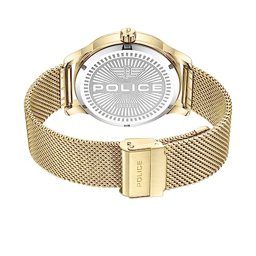 Image of Police Quartz Analog Two Toned Champagne & Black Dial Gold Metal Strap Watch for Men - PLPEWJG0005203