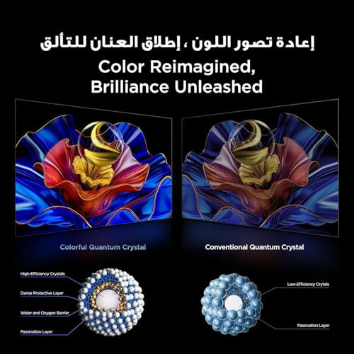 تلفزيون تي سي ال 55 بوصة QLED 55P8K، HDR10+، تلفزيون جوجل، دولبي فيجن اتموس، معالج هيرتز AiPQ، 144 ، نظام اونكيو 2.1 هاي فاي، تقنية المدي الديناميكي العالي HDR، هيكل نحيف ويوني- 55P8K (موديل 2025)