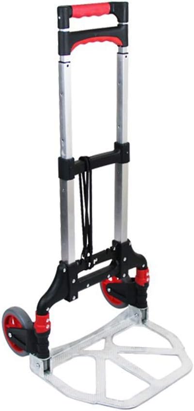 Heavy-Duty Aluminum Folding Luggage cart, Folding Truck Trolley, Industrial Warehouse Trolley, Portable Hand Luggage cart with Bungee PU Wheel 60Kg