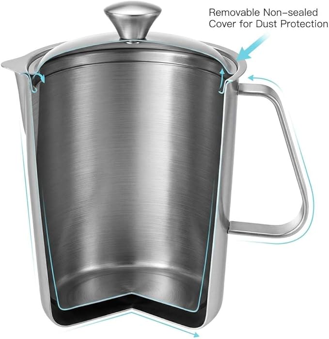 Vaso medidor de acero inoxidable 70 oz con tapa QWORK miniatura 5