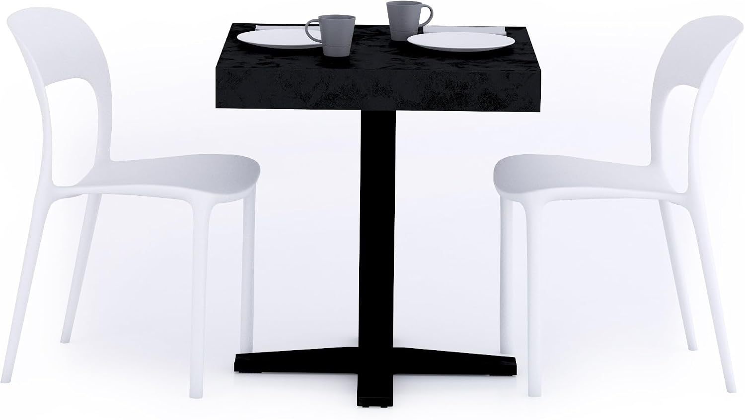 Mobili Fiver, First Bar Table, Concrete Effect, Black, Made in Italy