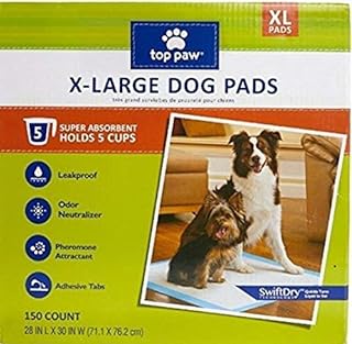 TOP PAW Dog Extra Large Pads For Puppy Training, Indoor Dogs Or Apartment Living, With Incontinence, 150 Count