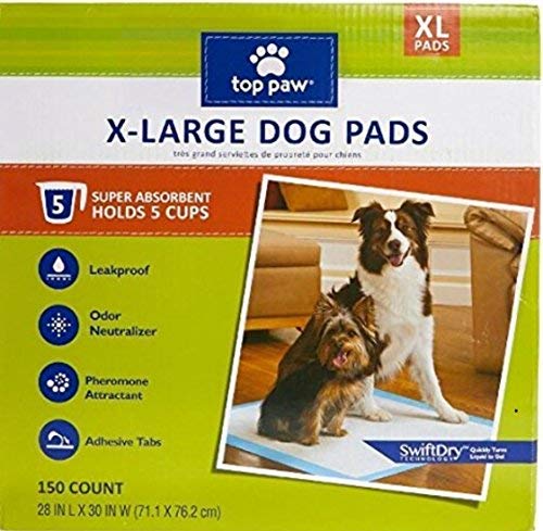 TOP PAW Dog Extra Large Pads For Puppy Training, Indoor Dogs Or Apartment Living, With Incontinence, 150 Count - Review, Price and Buying Guide