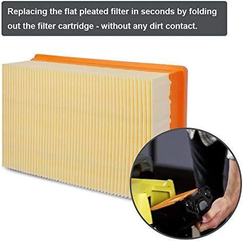 KEEPOW 2 Pack Flat Pleated Filter for Multi-Purpose Vacuum Cleaner Karcher WD4, WD5, WD6, MV4, MV5, MV6, Wet & Dry Vacuum Cleaner Filter Replacement