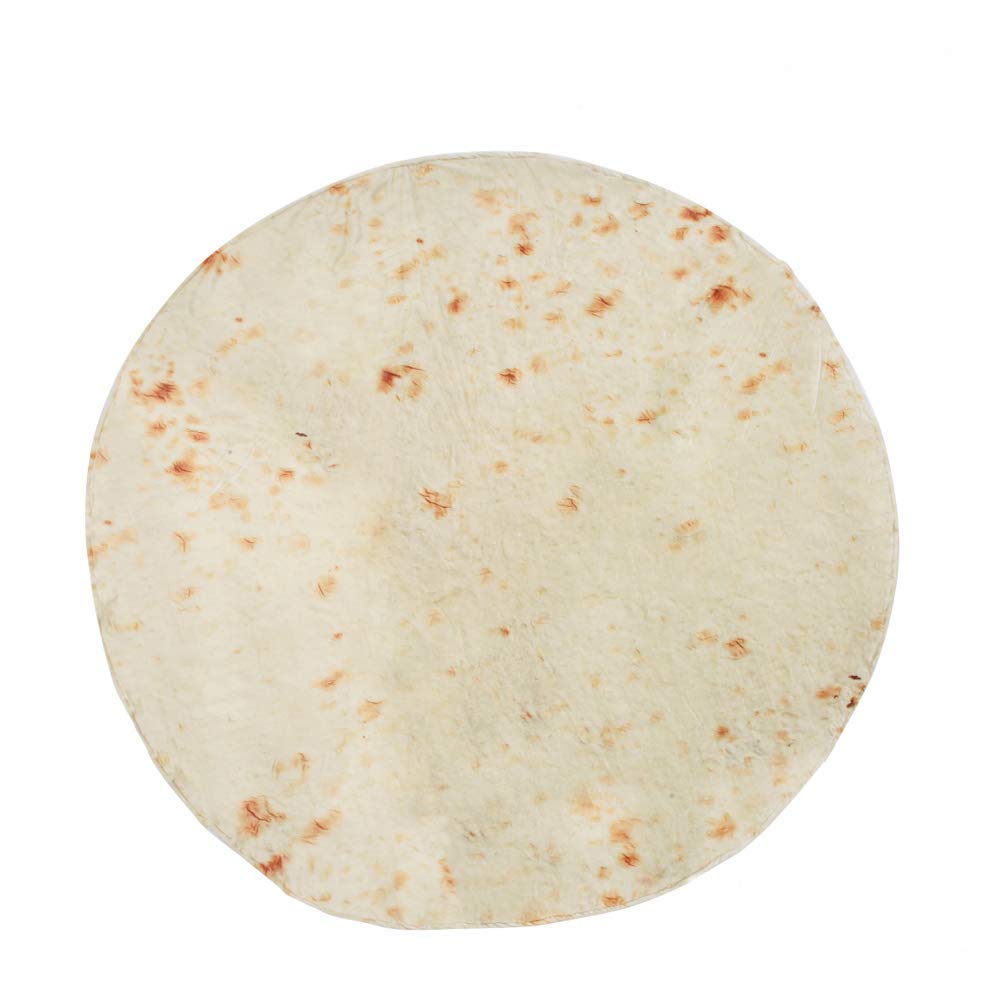 CARETHYS Burrito Wrap Novelty Blanket,Novelty Food Blanket Perfectly Round Tortilla Throw 71 inches Diameter