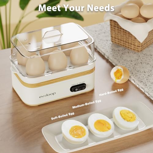 Image of Rapid Egg Cooker Electric 6 Eggs Capacity, Soft, Medium, Hard Boiled, Poacher, Omelet Maker Egg Poacher With Auto Shut-Off, BPA Free-White