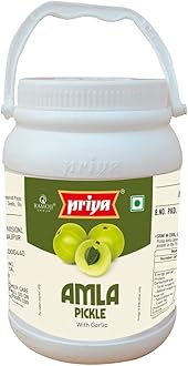 Priya Amla Pickle with Garlic, 1kg - Authentic Telugu Style Amla Achar |Traditional South Indian Taste | Homemade Andhra Pickles | Tangy Taste | With Amla Berries, Tamarind Paste & Mixed Spices